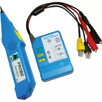 Kurth Electronic KE 701 hálózati kábelteszter hanggenerátorral, RJ45/RJ11/Coax, 240V védelem