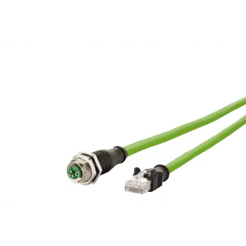 METZ CONNECT 142M2X25100 ipari Ethernet kábel - 10 m Cat 6a S/FTP, M12 X-kódolt dugó RJ45 dugóra, halogénmentes zöld