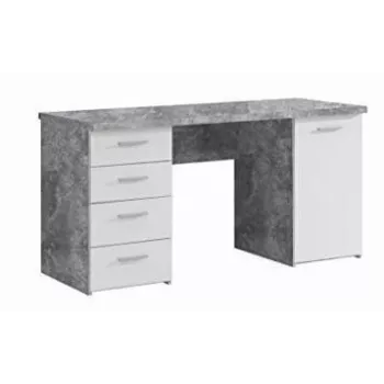 MT926-C264 íróasztal betonoptikával és fehér acélvázzal, 120x60x75 cm
