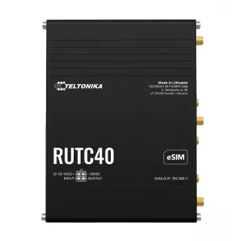 Teltonika Networks RUTC40 ipari router 4G LTE Cat 6 dual-band Wi-Fi 5 Gigabit dual-SIM-mel, GNSS, UK tápegység