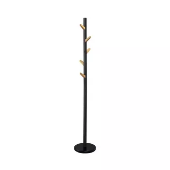 Szabadon álló ruhafogas W66 fekete 177 cm, porszórt acél, 15 kg teherbírás