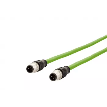 METZ CONNECT M12 D-kódolt ipari Ethernet patch kábel, 4 pólusú dugó 4 pólusú dugóra, 5m, PUR zöld