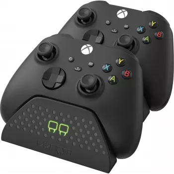 Venom Twin dokkolóállomás Xbox Series X|S és Xbox One konzolhoz – kétkontrolleres töltőállomás 2x NiMH 850 mAh akkumulátorral – LED-kijelzők – fekete