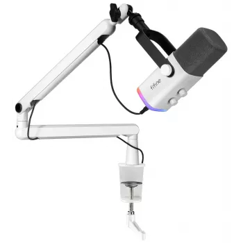 FIFINE TAM8W Dynamic XLR/USB Podcast Microphone with Boom Arm, White