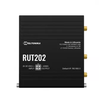 Teltonika Networks RUT202 4G LTE WLAN router, Dual-SIM, 2x Ethernet, DIN-sín-/fali szerelés, alumínium