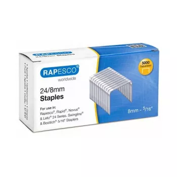 Rapesco S24807Z3 24/8 horganyzott acél kapcsok - 5000 darabos csomag, 8 mm szárhossz, ezüst