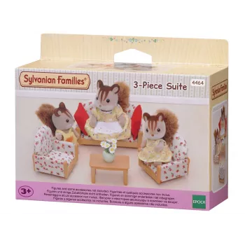 EPOCH Sylvanian Families háromrészes ülőgarnitúra - nappali bútorkészlet kanapéval, fotelekkel, asztallal és párnákkal