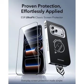 ESR UltraFit Classic Tempered Glass Screen Protector 2-Pack for iPhone 17 Pro Max / 18 Pro Max - Black