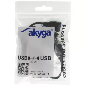 AKYGA AK-AD-13 USB 2.0 4 portos hub, fekete