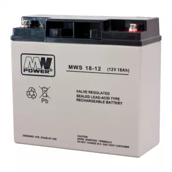 MPL POWER ELEKTRO MPL MW POWER MWS 18-12 UPS-akkumulátor ólom-savas VRLA AGM karbantartásmentes 12 V 18 Ah fekete, szürke