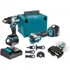 Makita DLX2592JX1 18V LXT kefe nélküli 2 részes kombó szett ütvefúró-csavarozóval, ütvecsavarozóval, 2x 5,0Ah akkumulátorral, gyorstöltővel és Makpac kofferrel