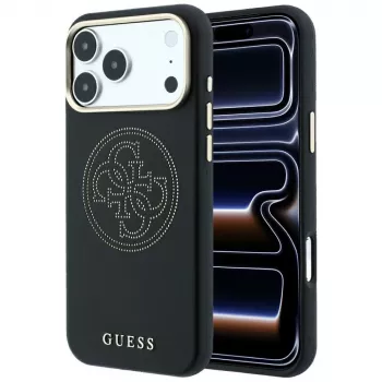 Guess Perforated 4G Gold Logo MagSafe tok iPhone 18 Pro / 17 Pro-hoz, fekete