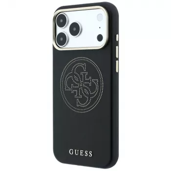Guess Perforated 4G Gold Logo MagSafe tok iPhone 18 Pro / 17 Pro-hoz, fekete