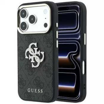 Guess 4G & Big Strass Logo tok iPhone 17 Pro Max / 18 Pro Max-hoz - fekete
