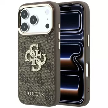 GUESS 4G & Big Strass Logo hátlap Apple iPhone 17 Pro Max / 18 Pro Max-hoz - barna