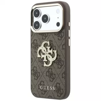 GUESS 4G & Big Strass Logo hátlap Apple iPhone 17 Pro Max / 18 Pro Max-hoz - barna