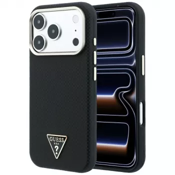 Guess Kevlar Triangle Logo MagSafe tok iPhone 17 Pro / 18 Pro-hoz - fekete