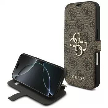 Guess Book 4G Metal Logo tok Apple iPhone 18 Pro / 17 Pro készülékhez – barna