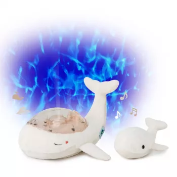 Cloud B Tranquil Whale alvási segédeszköz-készlet vetítővel és csörgővel - fehér