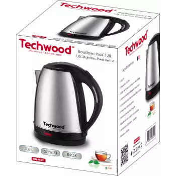 Techwood TBI-1827 vezeték nélküli rozsdamentes acél vízforraló, 1,8 L (TBI-1827)