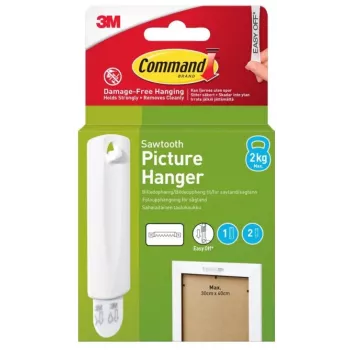 3M Command képakasztó fűrészfogas akasztáshoz, 1 kampó + 2 csík, fehér (7100336642)