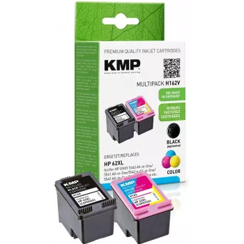 KMP 1741.400500 MultiPack fekete és háromszínű tintapatronok kompatibilis HP 62XL (C2P05AE/C2P07AE) - 2 darabos csomag