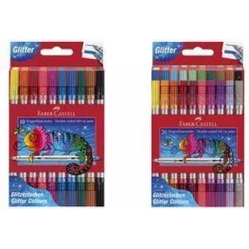 Faber-Castell glitter kétvégű marker, 20 darabos csomag széles és finom heggyel (3-5 mm / 1 mm), kimosható - 151108