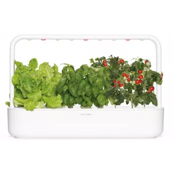 Click & Grow Smart Garden 9 beltéri fűszer- és zöldségkert LED növekedőlámpákkal, öntözőrendszerrel, 9 ültetőkapszulával, fehér