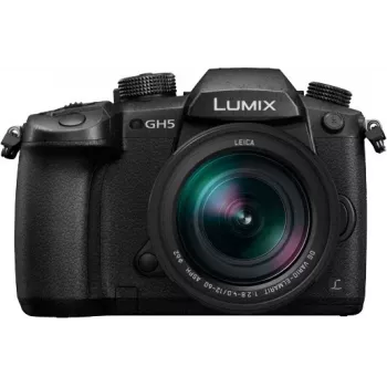 Panasonic Lumix DC-GH5LEG-K rendszerfényképezőgép Leica DG Vario-Elmarit 12-60mm f/2.8-4 ASPH. POWER O.I.S. objektívvel, 20.3MP Micro Four Thirds, 4K 60p videó, 5 tengelyes Dual I.S. 2, Wi-Fi/Bluetooth, fröccsenés- és fagyálló, fekete