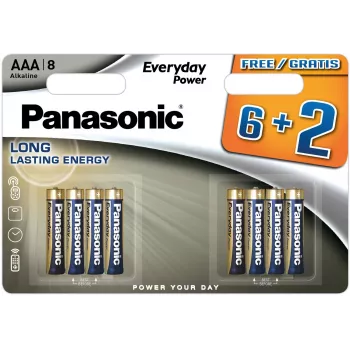 Panasonic Everyday Power AAA alkáli elemek LR03 8-as csomag (6+2 ingyen)