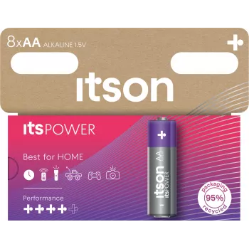 ITSON LR6IPO/8HH AA alkáli elemek, 8-as csomag, 1,5 V, hosszú élettartam, higanymentes