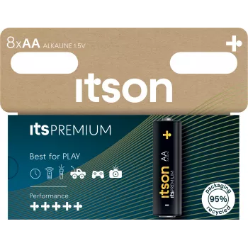 ITSON LR6IPR/8HH alkáli AA elemek, 8 darabos csomag, 1,5 V, hosszú élettartam, higanymentes
