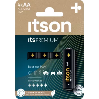 itson itsPREMIUM AA alkáli elem, 4 darabos csomag (LR6IPR/4CP)