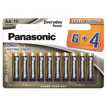 Panasonic Everyday Power alkáli AA elem LR6 10 darabos csomag (6+4 ingyen) - 1,5V, 10 év tárolhatóság, Triple Tough bevonat