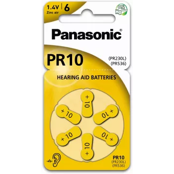 Panasonic Batteries PR-230(10)/6LB cink-levegő hallókészülék-elemek 10-es méret, 1,45V, 100mAh, 6 darabos csomag