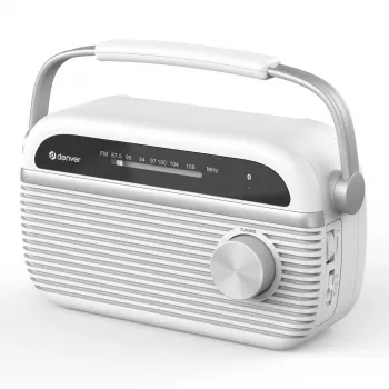 Denver TRB-67W DAB+ FM rádiós ébresztőóra fehér, kettős ébresztéssel és elemes működéssel
