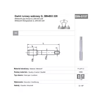 HSS kézi menetfúró G 1/2 DIN 5157D csőmenethez