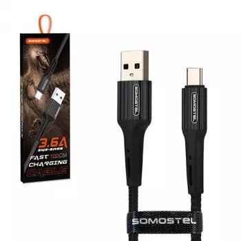 Somostel USB-A-USB-C Quick Charge 3.0 kábel 1 m fekete