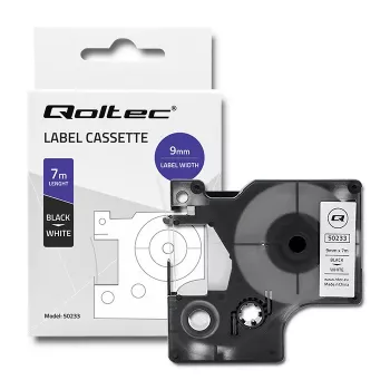 Qoltec DYMO D1 Compatible Label Tape 40913, 9mm x 7m, White with Black Print