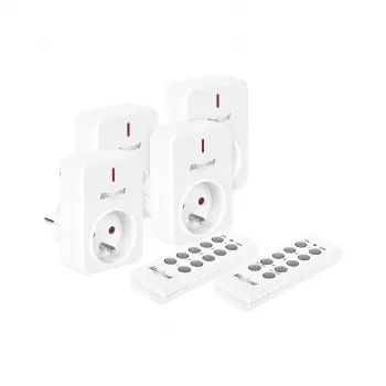 KEMOT URZ3471 rádiós konnektor-készlet (4 konnektor + 2 távirányító, 433,92 MHz, fehér)
