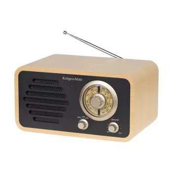 KRUGER & MATZ KM0828 hordozható AM/FM rádió AUX bemenettel, teleszkópos antennával, hordozófogantyúval, fekete