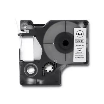 QOLTEC címkeszalag DYMO D1 43613-hoz 6 mm x 7 m fehér fekete nyomtatással