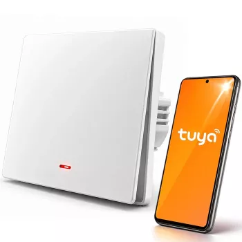 Qoltec 1 csatornás okos Wi-Fi fénykapcsoló időzítővel, Tuya & Smart Life, fehér