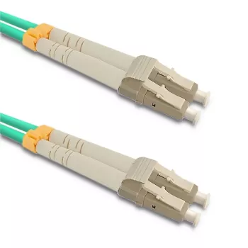 Qoltec 5m LC/UPC - LC/UPC duplex multimódusú OM3 optikai patch kábel, türkiz