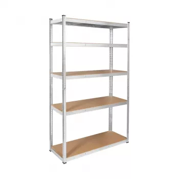 REBEL RB-1253 fém polc 205x120x45 cm ezüst, 5 polc, 875 kg összteher