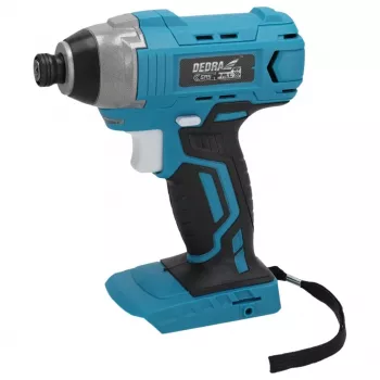 DEDRA DED7045 18V kefe nélküli akkus ütvecsavarozó 170 Nm max. nyomatékkal, 1/4 inch hatlapú befogóval, 3 fokozatú elektronikus vezérléssel, LED-fénnyel, övcsipesz és Softgrip markolat – csak készülék