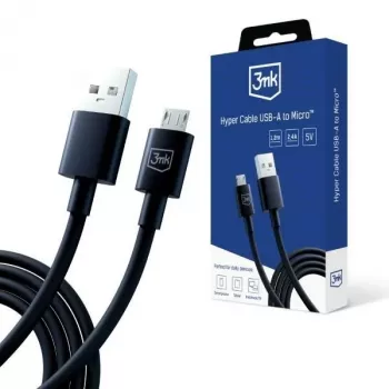 3mk Hyper Cable USB-A - Micro-USB 1,2m 5V 2,4A fekete