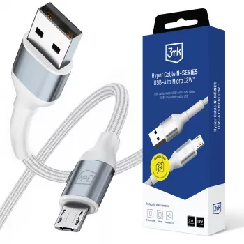 3mk Hyper Cable N-SERIES USB-A - Micro 1m 5V/2,4A 12W fehér