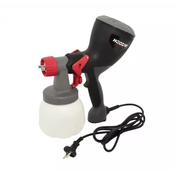 HOOZAR HVLP elektromos festékszóró pisztoly 600W 800ml tartállyal, 3 szóráskép, átfolyás-szabályozás