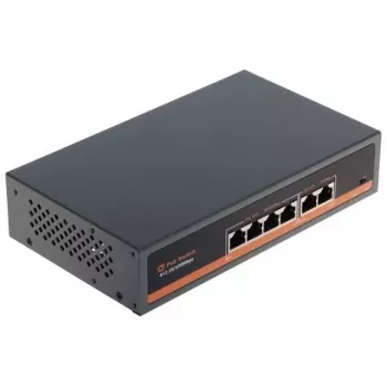 NO NAME APTI-POE0402-60W-V2 4 portos PoE switch 2 uplink porttal, 60W keret, IEEE 802.3af/at, fémház